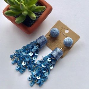 SEQUIN AND THREAD DANGLE EARRINGS
